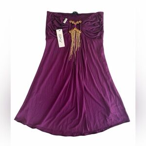 NEW Sky Brand Strapless Purple Mini Dress Jeweled Front Size Small Y2K